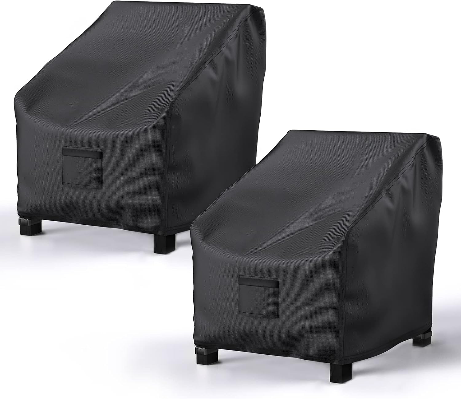 BROSYDA front view of two black chair covers protecting patio furniture