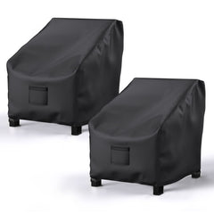 BROSYDA front view of two black chair covers showing full protection benefit