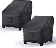 BROSYDA front view of two black chair covers protecting patio furniture