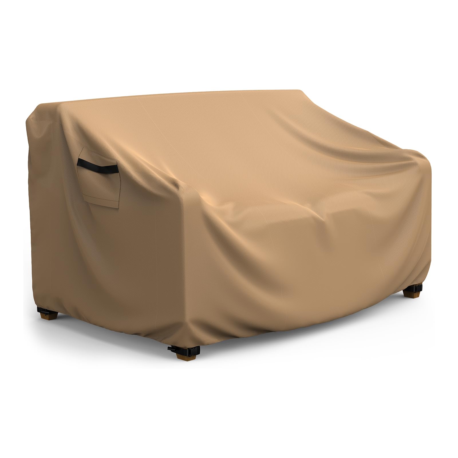 BROSYDA front view of brown cover protecting sofa from rain