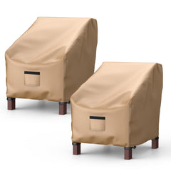 BROSYDA front view of brown cover protecting patio chair, ensures weather protection