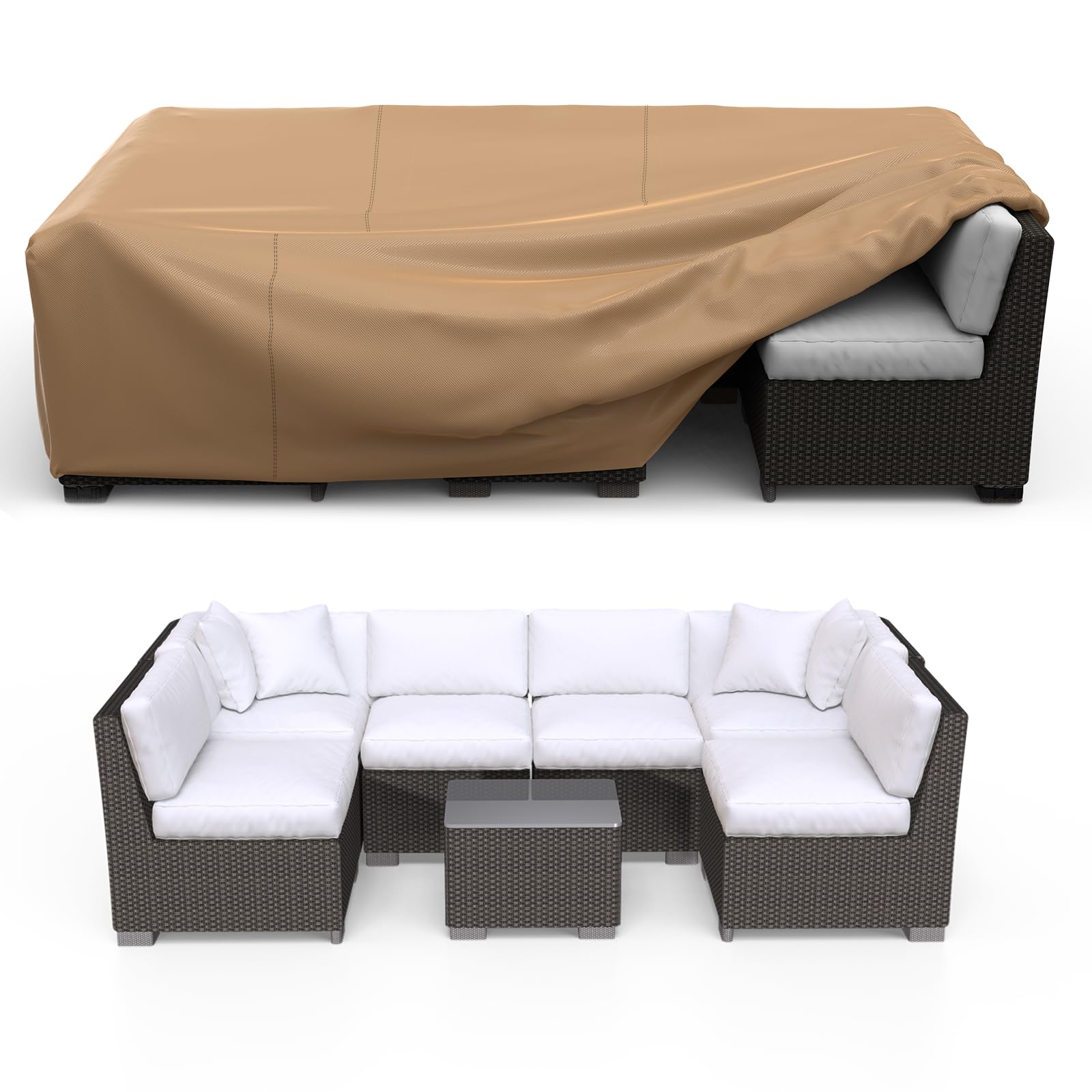 BROSYDA front view of cover on sectional showing full protection
