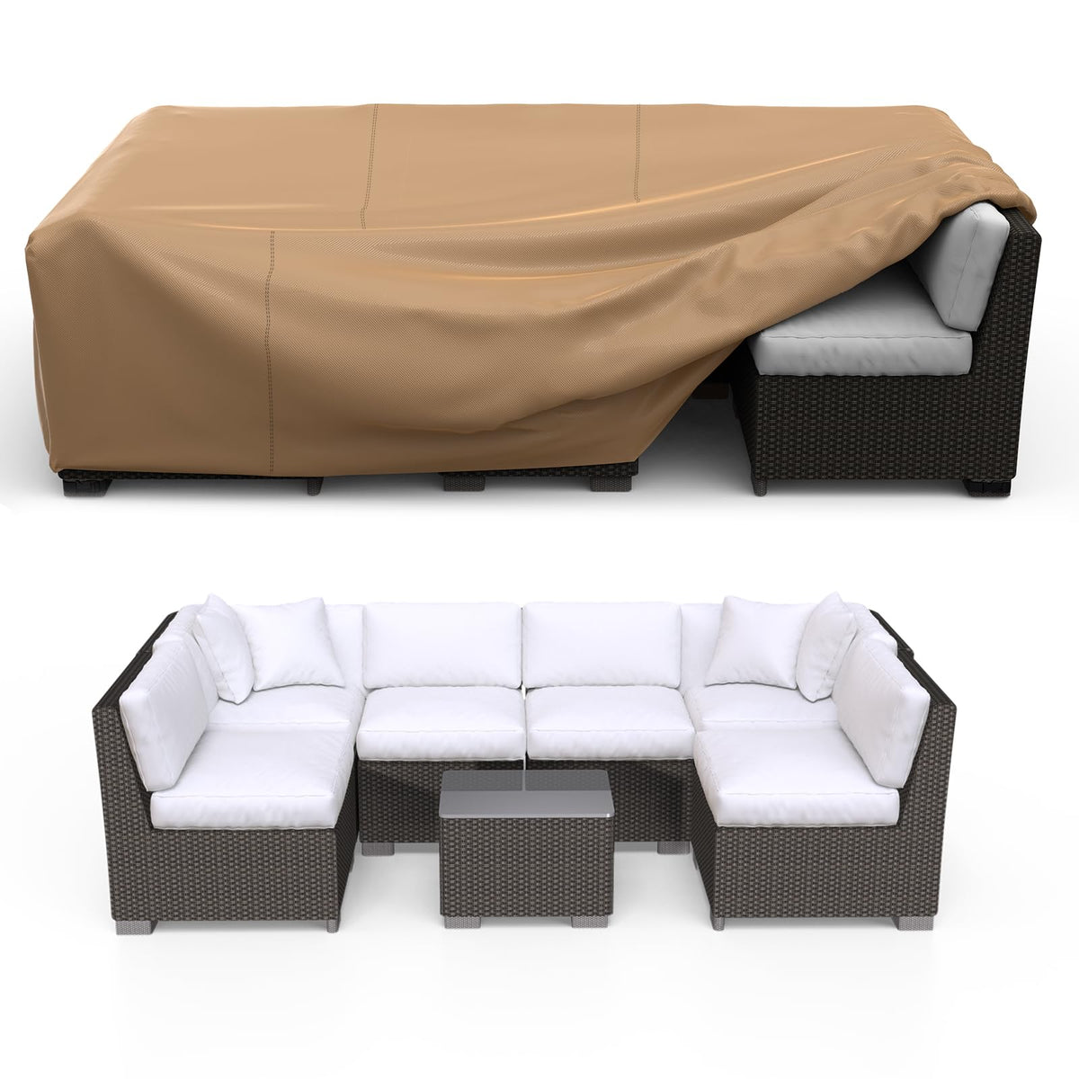 BROSYDA front view of cover on sectional showing full protection