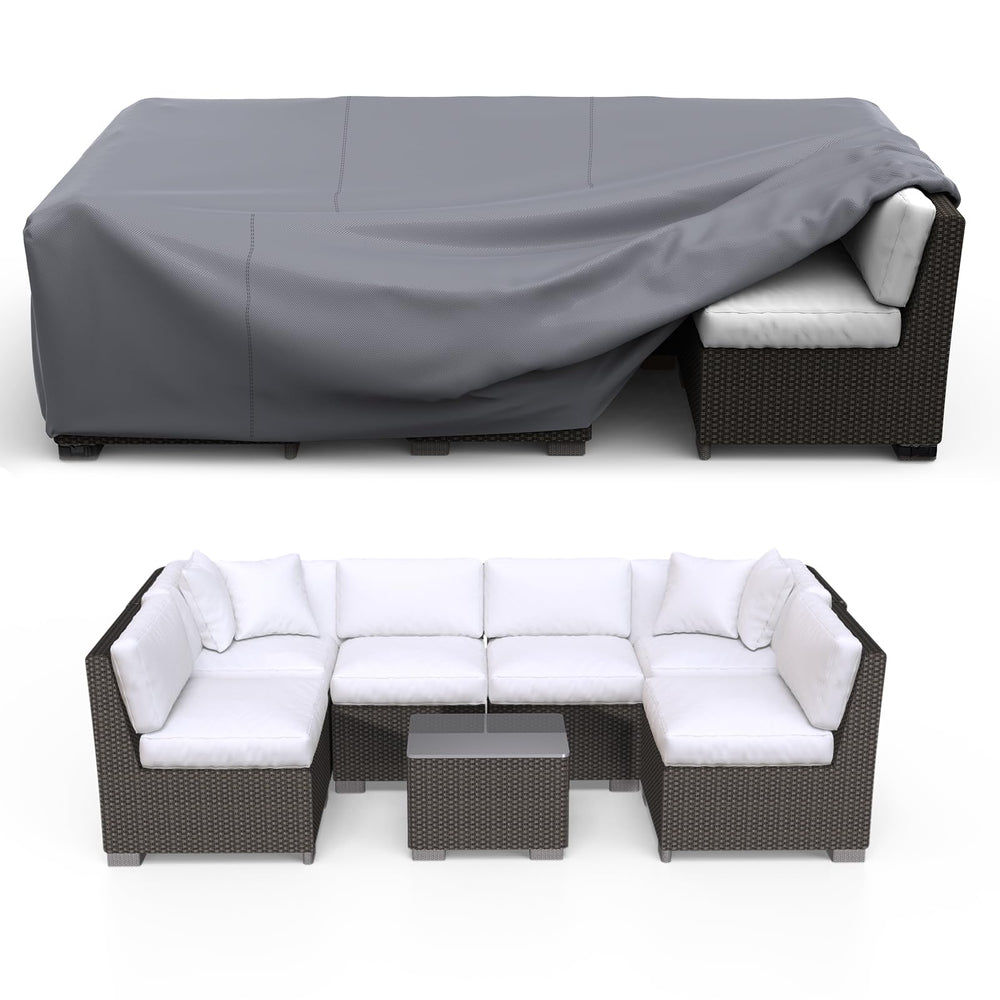 BROSYDA front view showing full patio cover protecting furniture