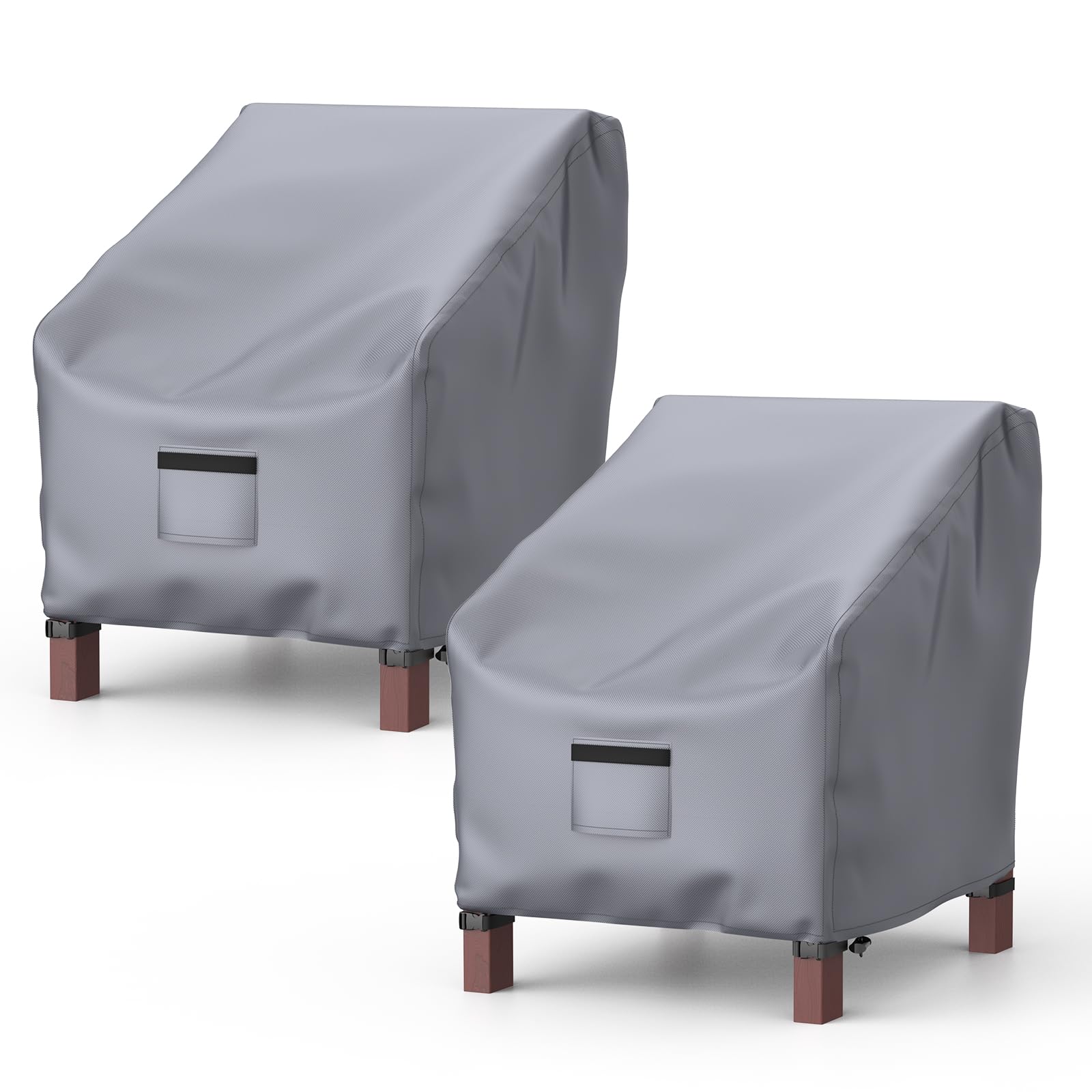 BROSYDA front view of two gray chair covers showing full protection and neat fit