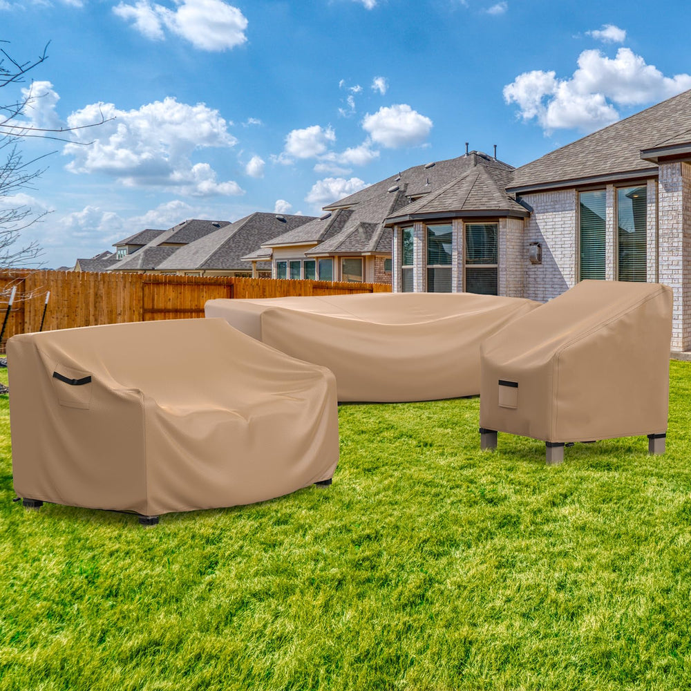 BROSYDA covered patio set in backyard protecting furniture
