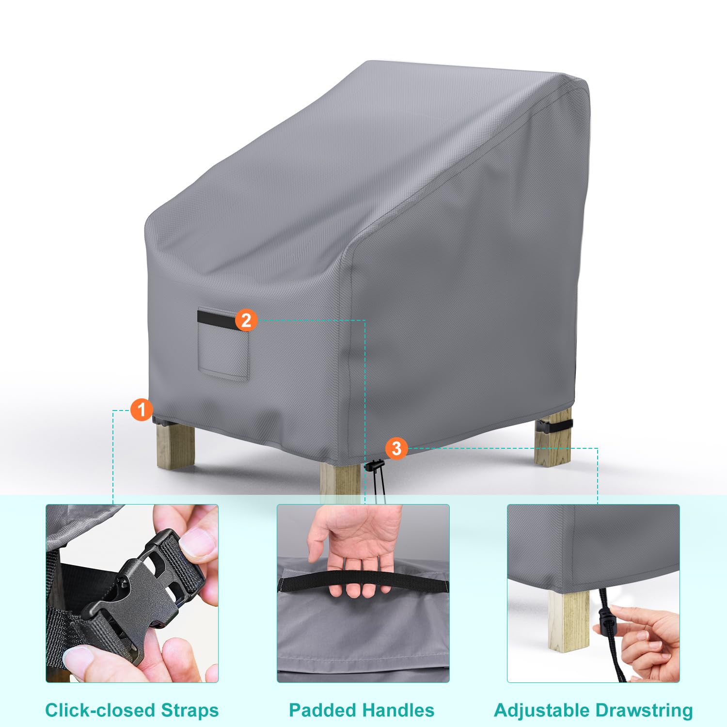 BROSYDA cover on chair alongside ruler illustrating the 36x37x36 inch fit