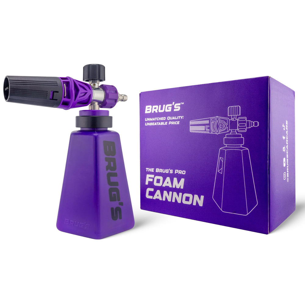 Brug's Pro Foam Cannon V2 front view showing robust build and controls, improved reliability