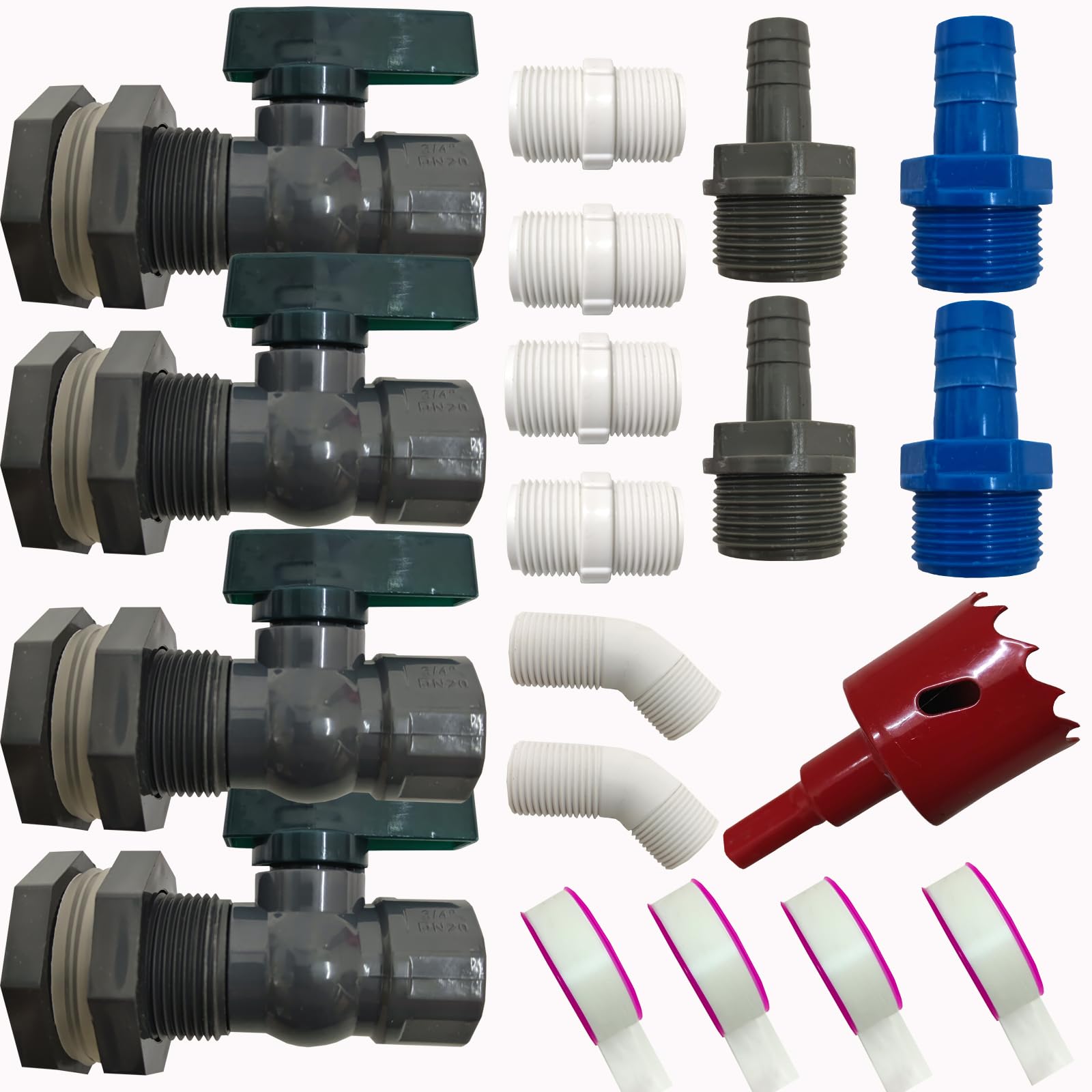 BRZFWLMYDF front view of the 4-pack spigot kit showing complete contents and easy setup