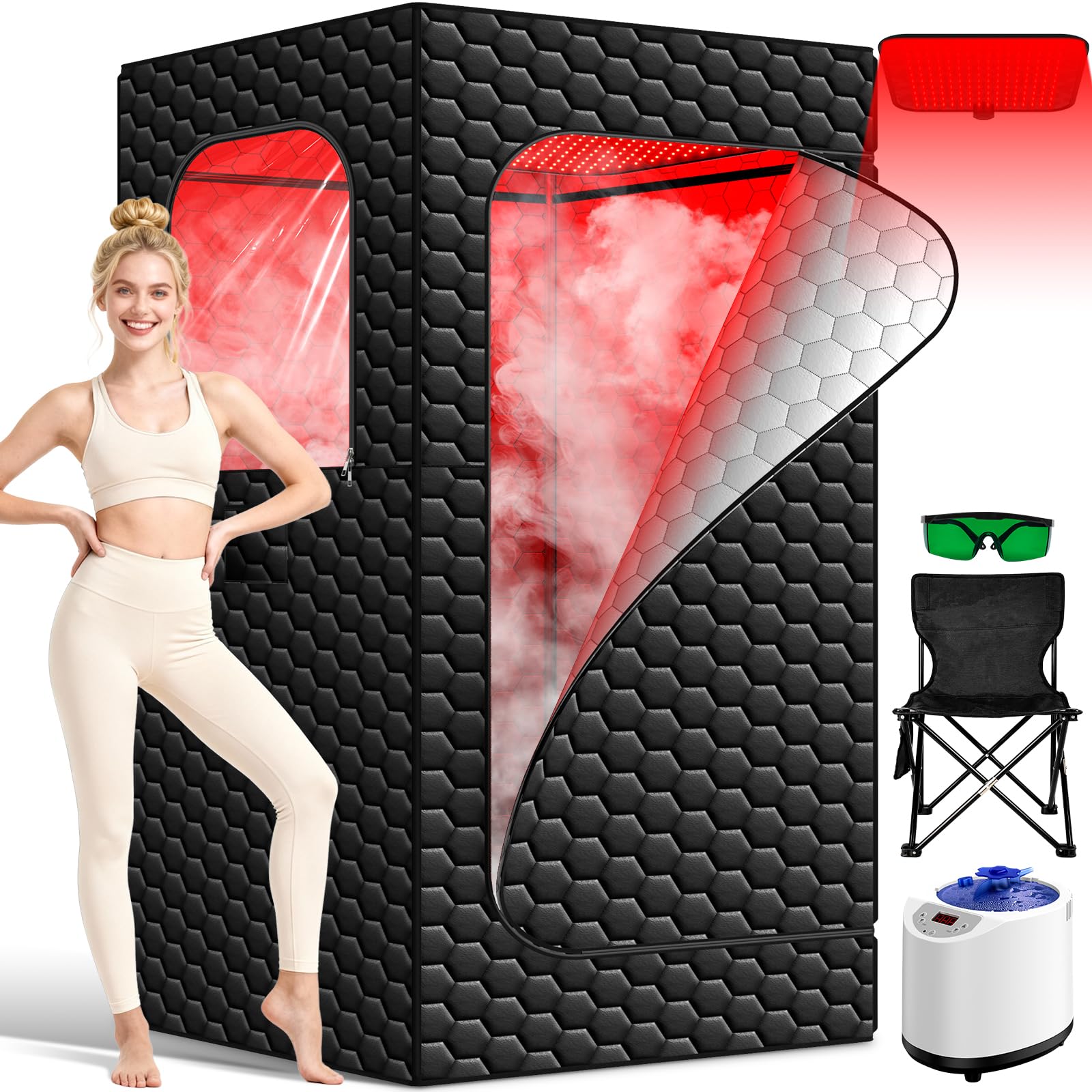 bsdonte front view of portable sauna tent showing compact design and easy setup benefit