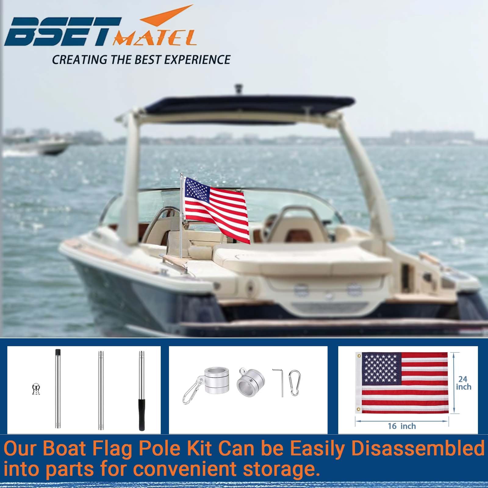 BSET MATEL stainless steel pole close-up showing corrosion-resistant finish benefit