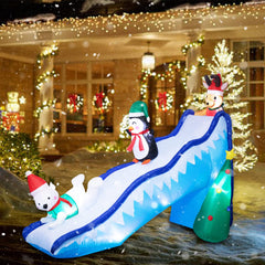 Bshine front view of inflatable slide showing festive scene and instant curb appeal