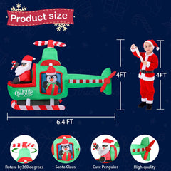 Bshine illuminated Santa airplane at night with bright LED holiday glow