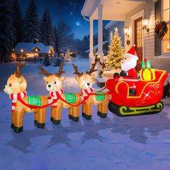 Bshine front view of 12ft Santa on sleigh showing full festive display benefit
