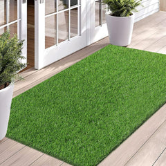 Bsmathom front view of artificial grass rug showing realistic look and immediate curb appeal