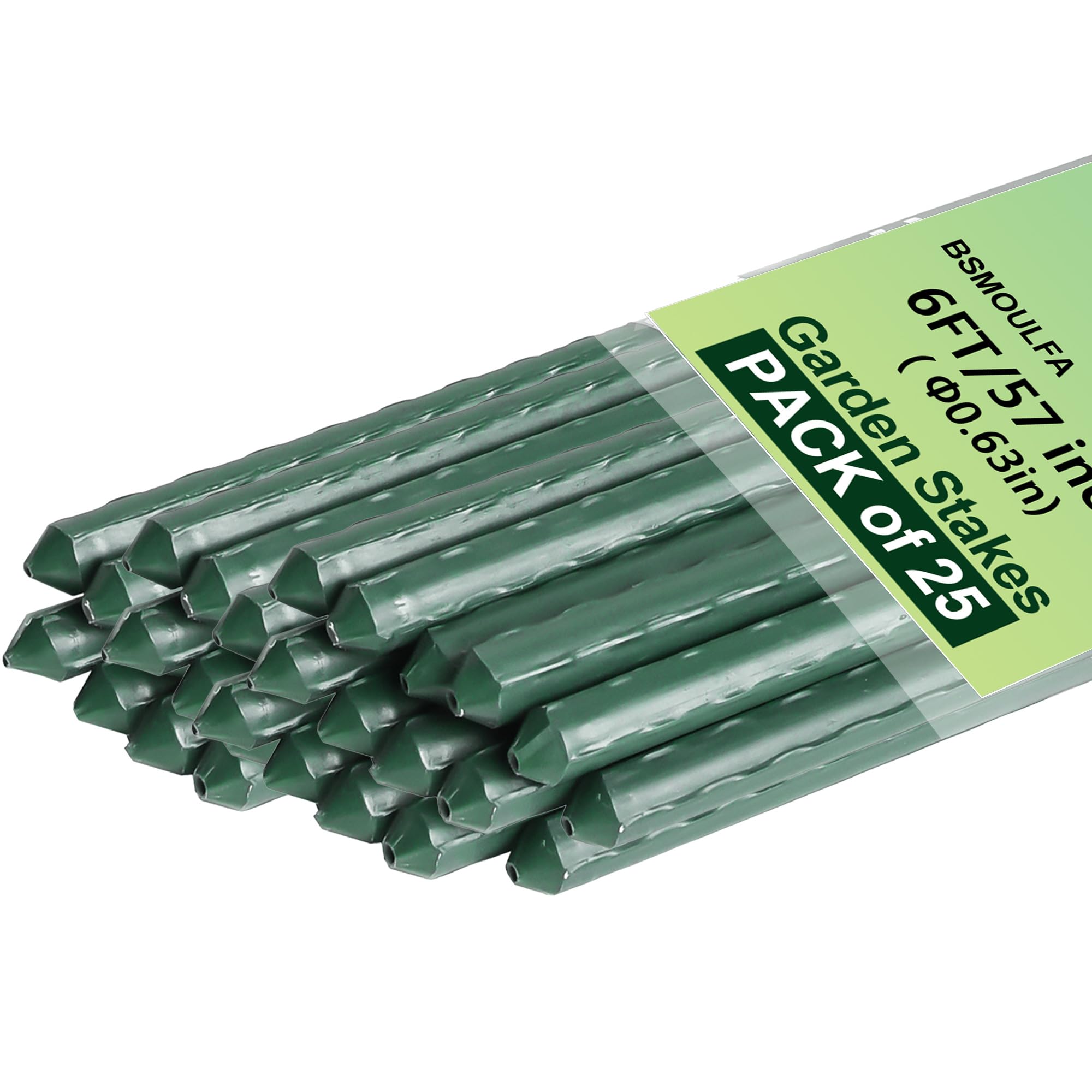 BSMOULFA front view of 25-pack stakes showing quantity and height benefit