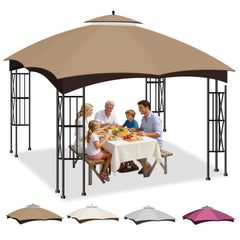 Bsteciar front view of khaki 10x12 canopy top showing full coverage benefit