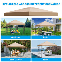 Bsteciar installed on backyard gazebo offering shade and UV protection for seating
