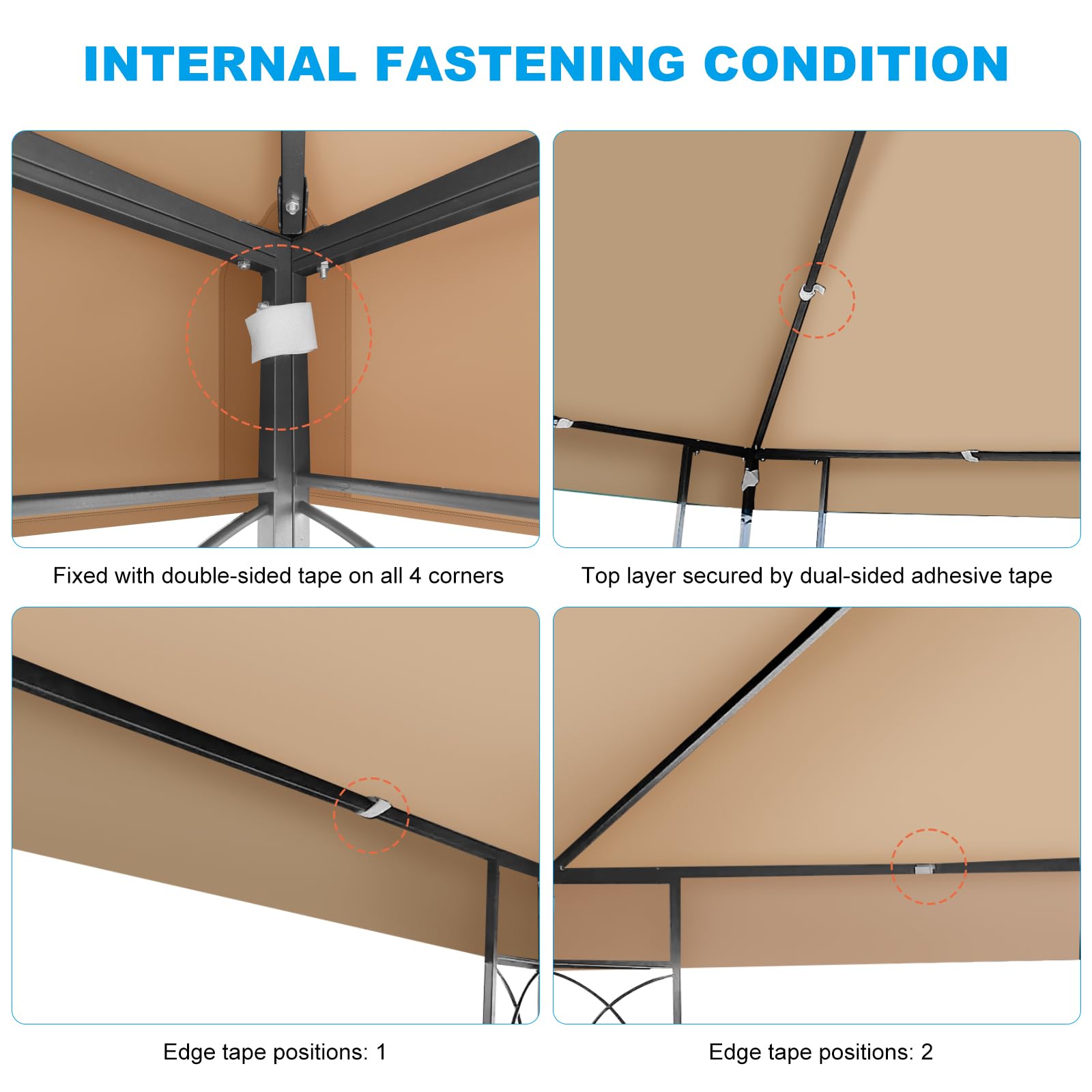 Bsteciar side view showing fit to frame for a secure, even canopy installation