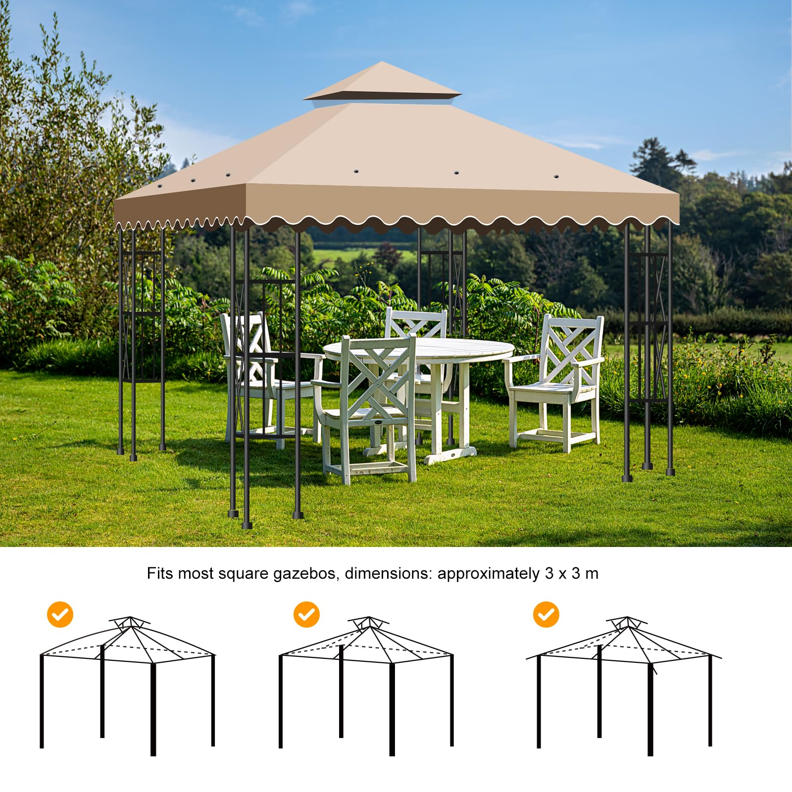Bsteciar canopy size comparison with people illustrating 10x10 coverage capacity