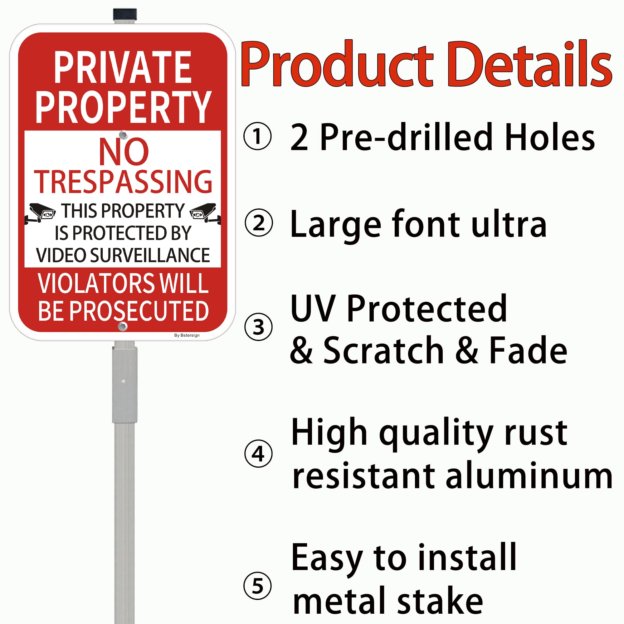 Bstersign 36-inch stake and base detail for quick ground installation