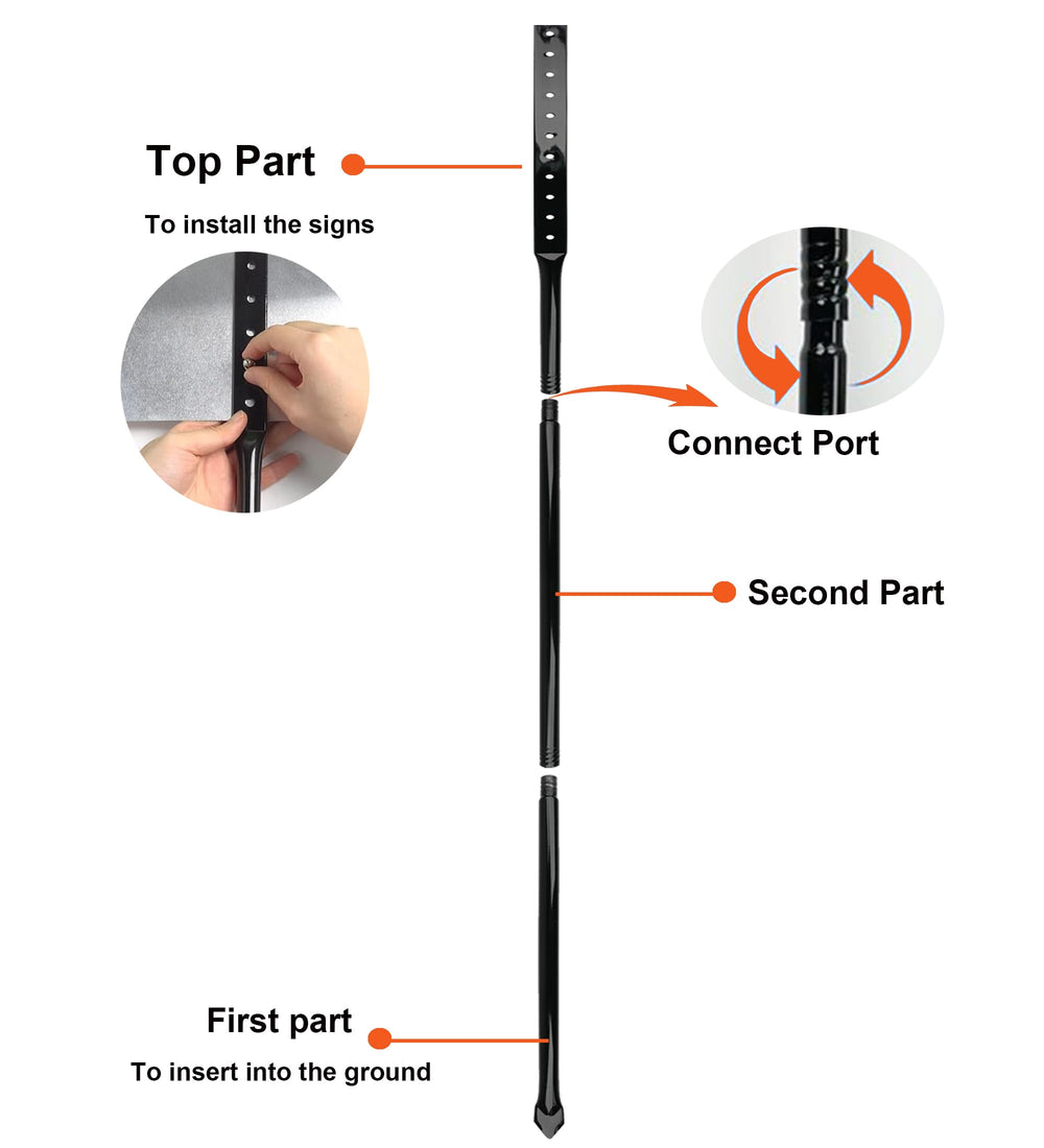Bstersign stakes beside ruler showing 36-inch length for correct scale