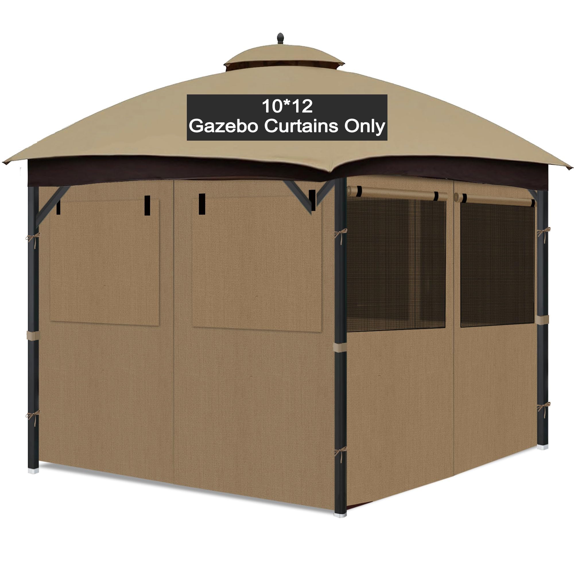 Bstge front view of khaki curtains showing full privacy and clean finish
