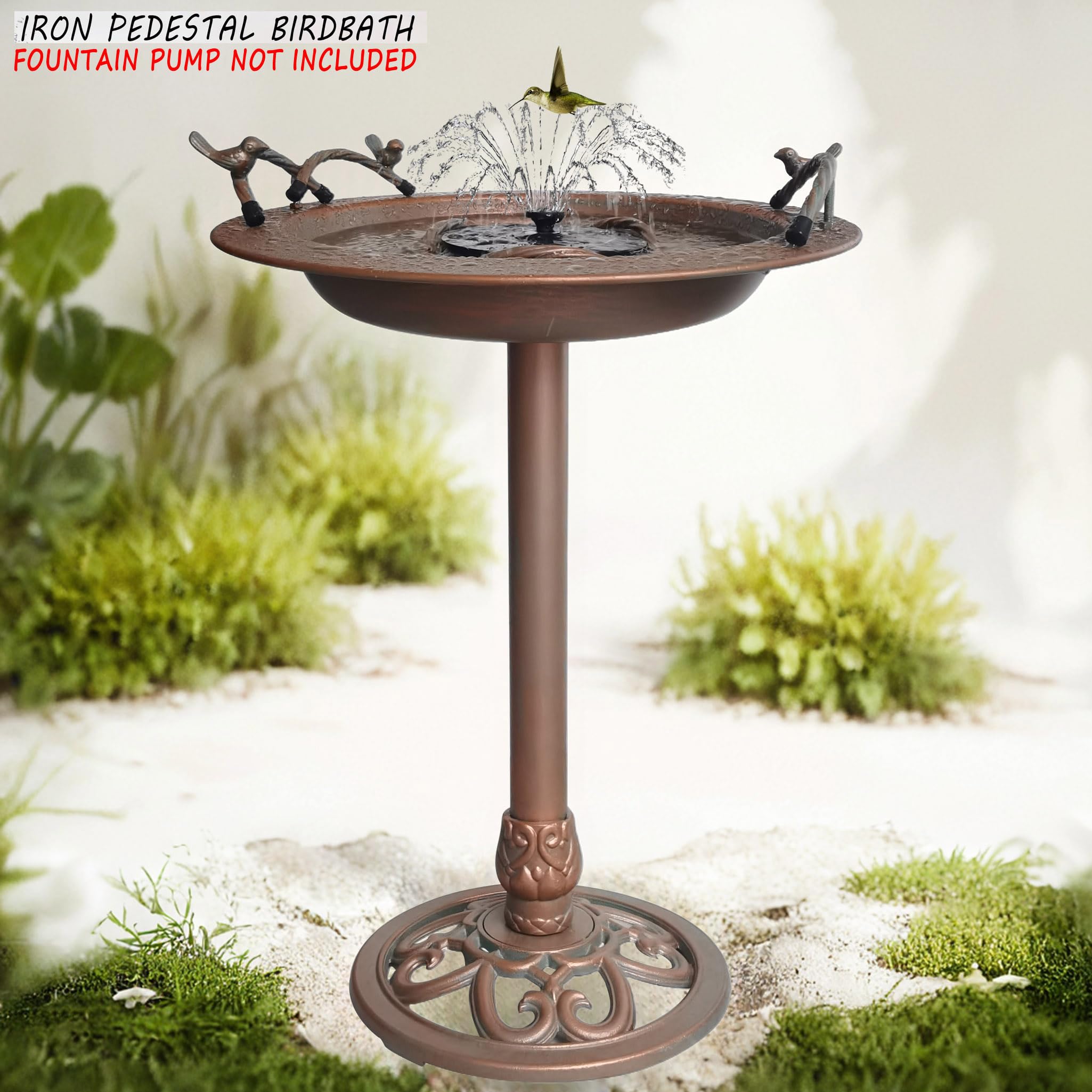 BSTGIFTS birds bathing in bowl showing attraction and avian-friendly depth