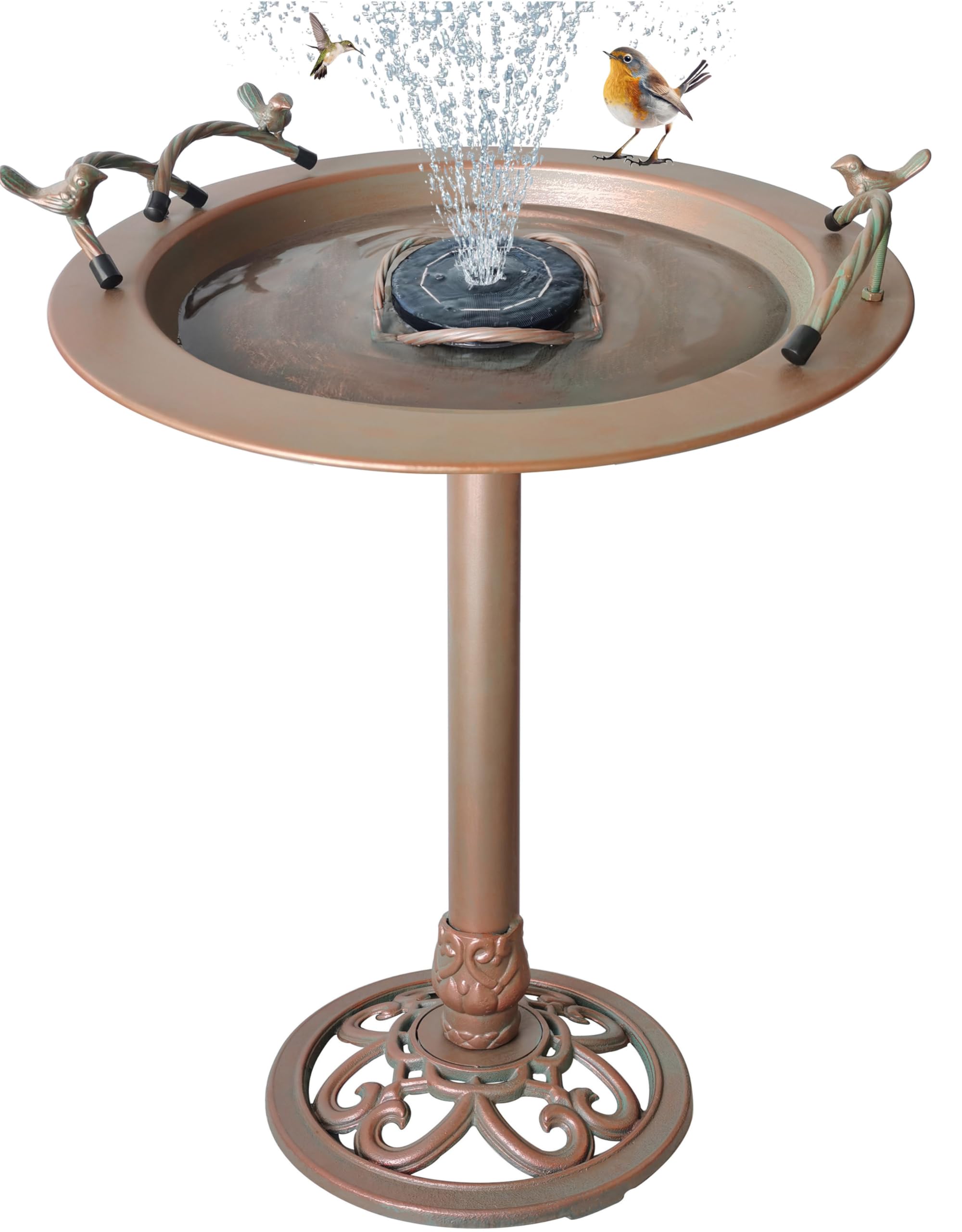 BSTGIFTS front view of birdbath showing overall design and durable stability