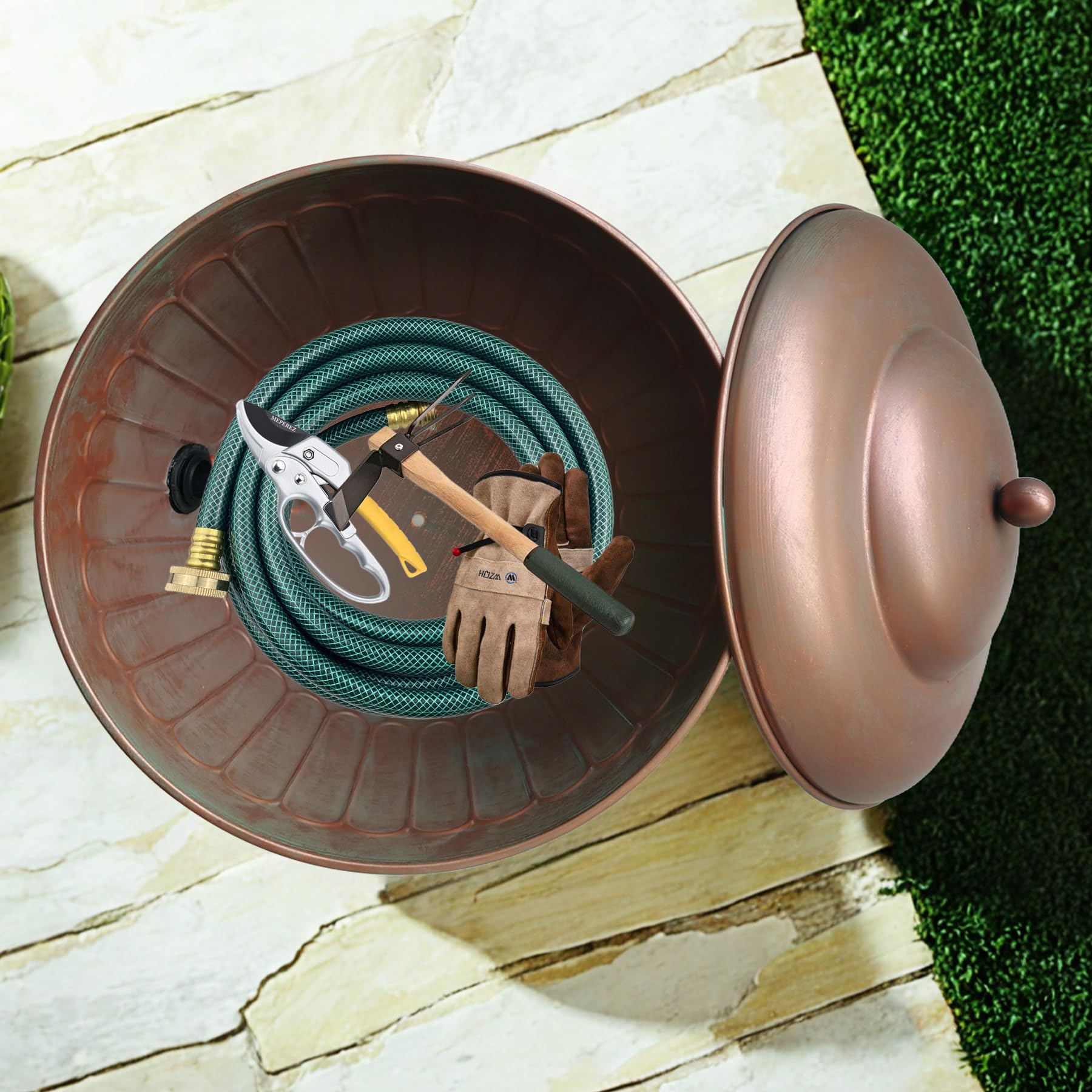 BSTGIFTS close detail of drainage hole keeping basin dry and preventing standing water
