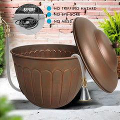 BSTGIFTS open pot with neatly coiled hose demonstrating organized storage benefit