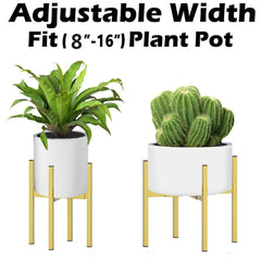 BSTMAI stand adjusted around a large pot demonstrating tool-free width fit and secure hold benefit