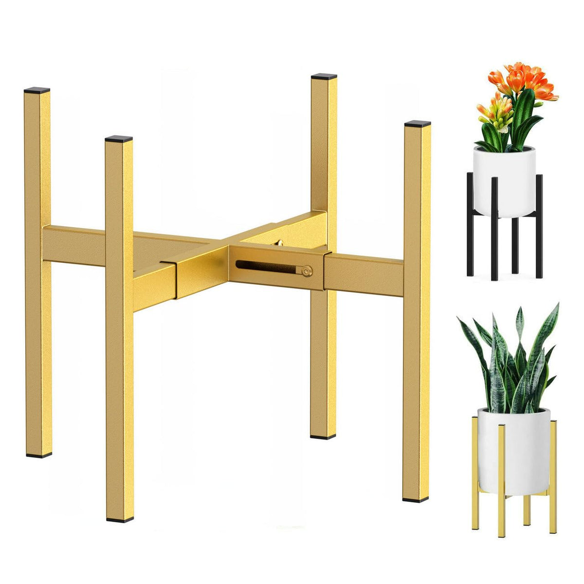 BSTMAI metal plant stand front view showing heavy gold finish and modern design, stable display benefit