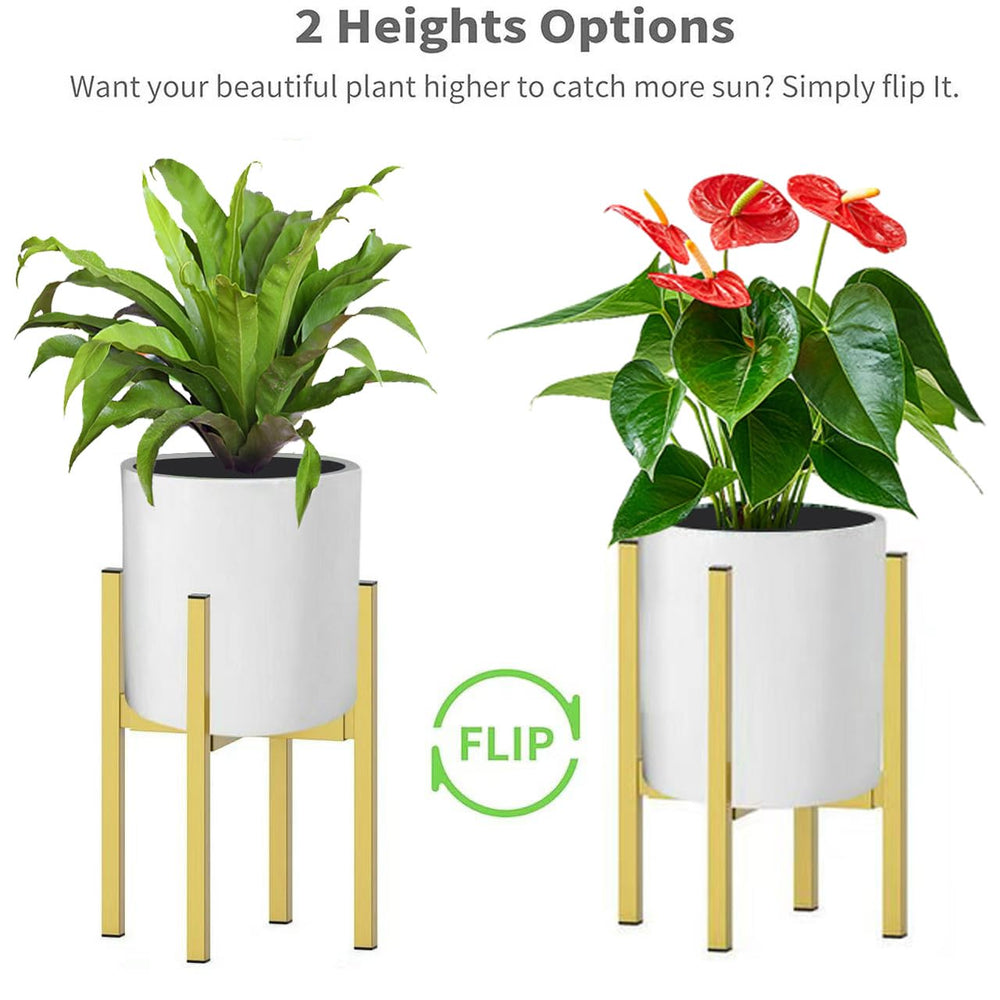 BSTMAI plant stand in a living room with a large planter demonstrating stylish indoor decor benefit