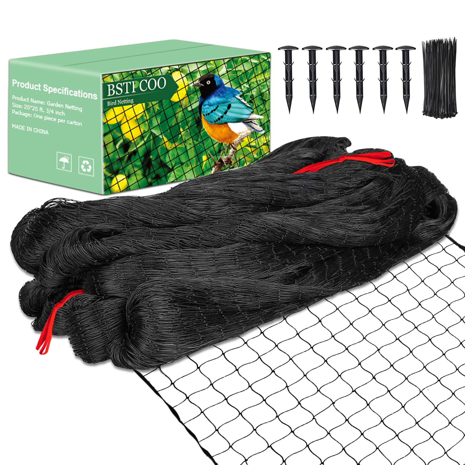 BSTPCOO front view of folded bird netting, shows compact storage and easy transport
