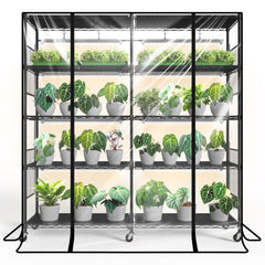 Bstrip front view assembled showing compact greenhouse and lighting benefit