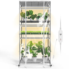 Bstrip front view assembled showing full greenhouse and plants, clear visibility benefit