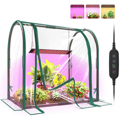 Bstrip front view of mini greenhouse showing compact, controlled growing environment