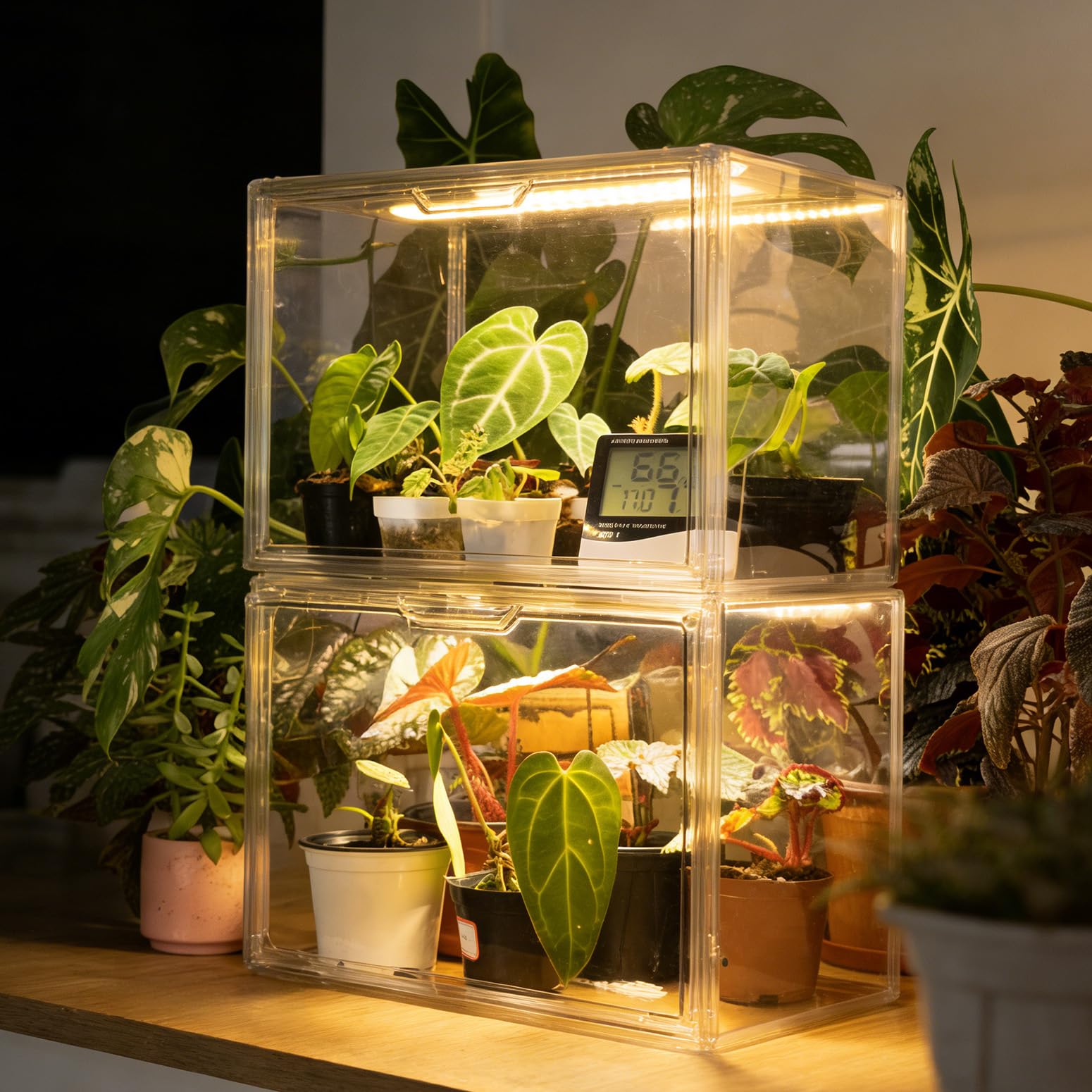Bstrip front view showing compact greenhouse and neat countertop display benefit