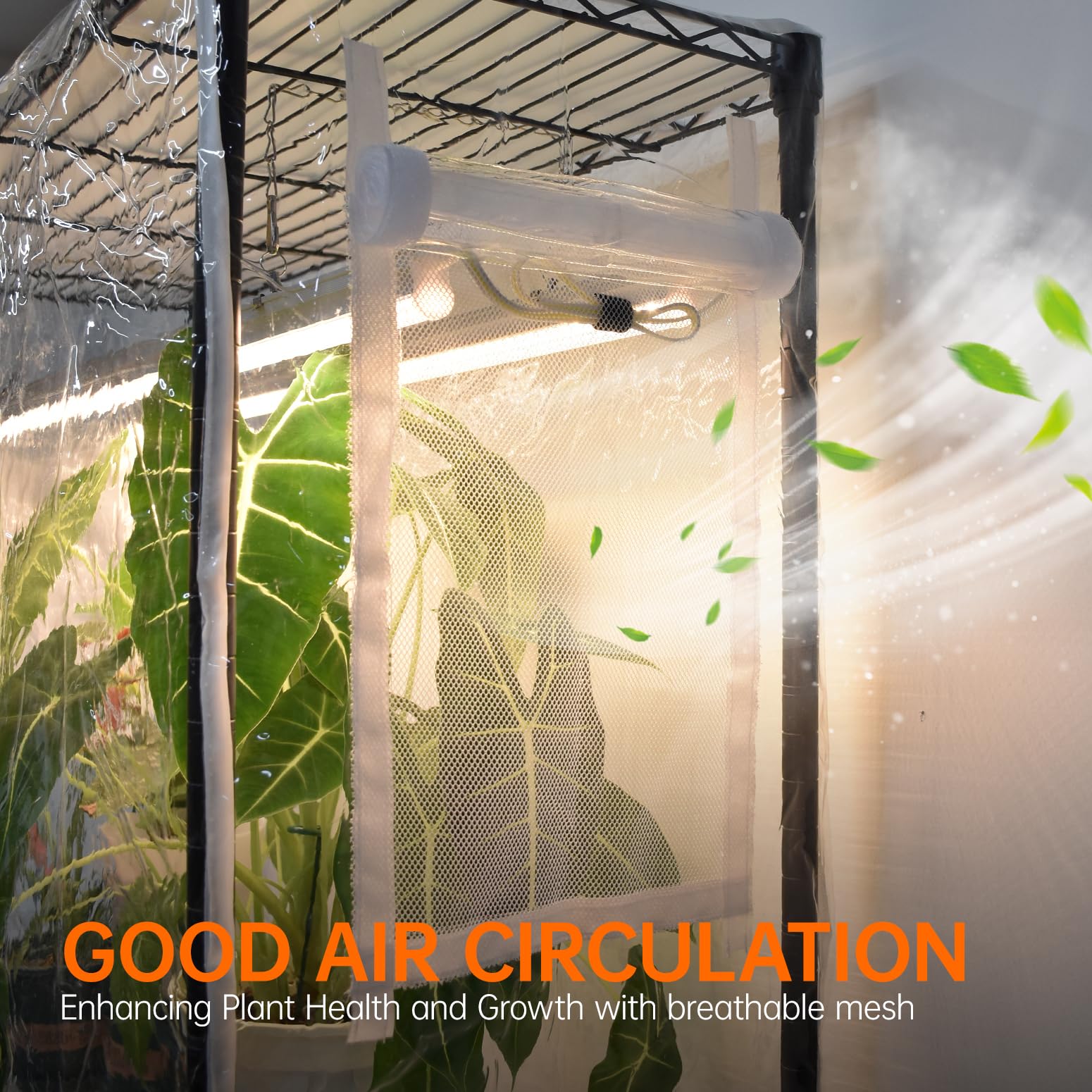 Bstrip grow light closeup showing LED array and intensity, promotes healthy growth