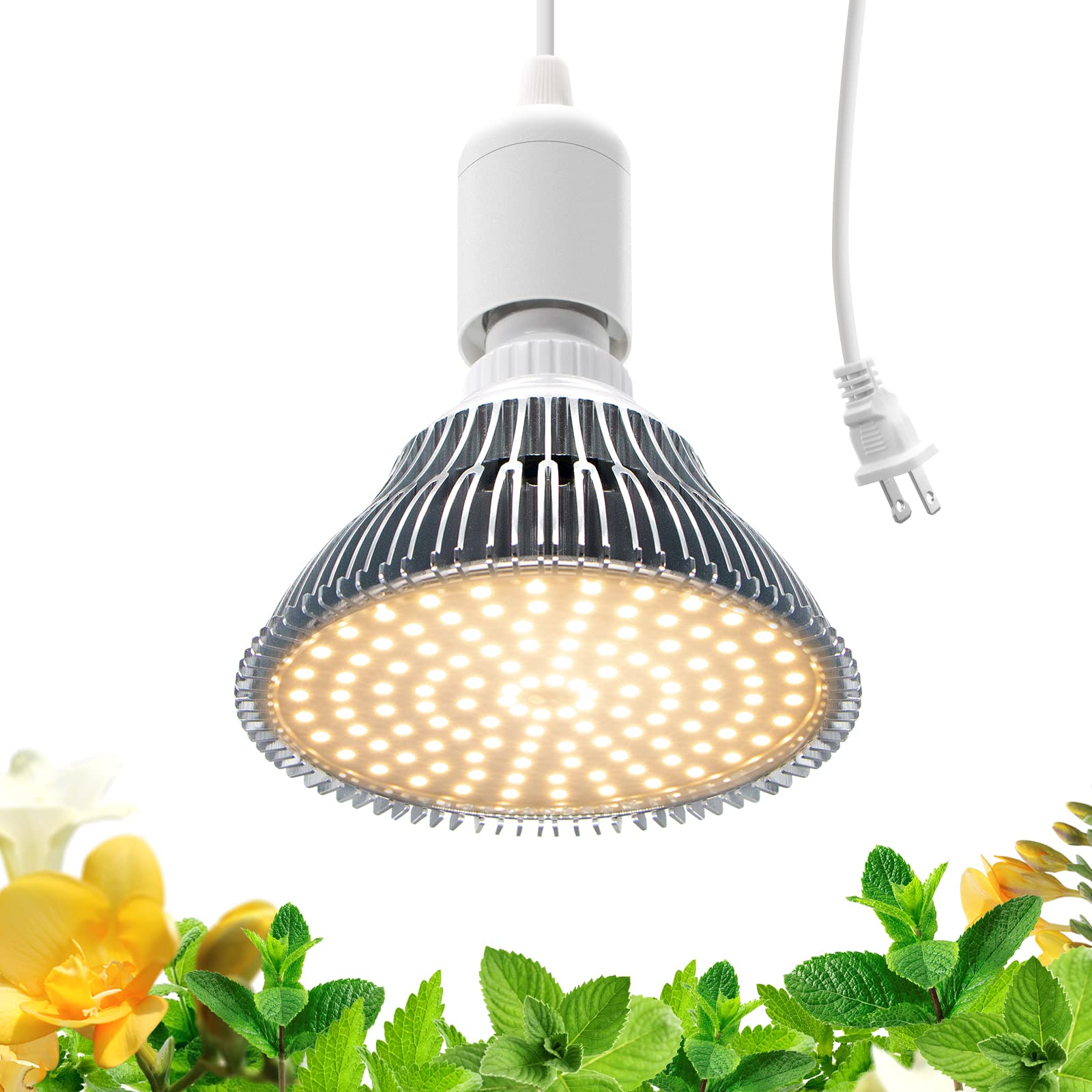 Bstrip front view of hanging grow light showing clean design and bright output