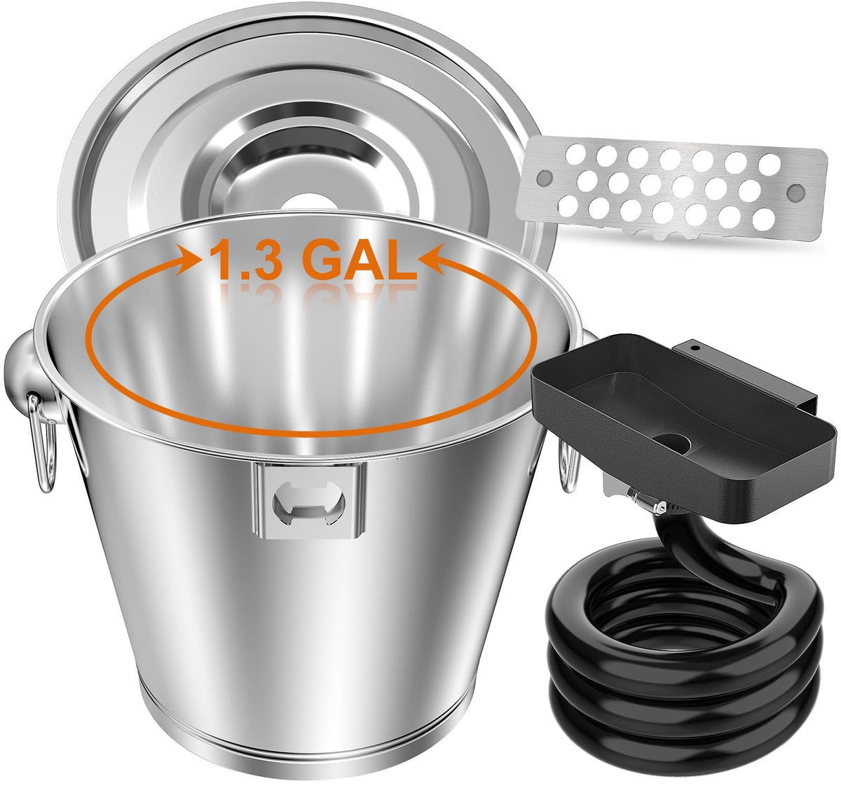 BSTTEK front view of funnel and bucket showing tidy grease capture benefit