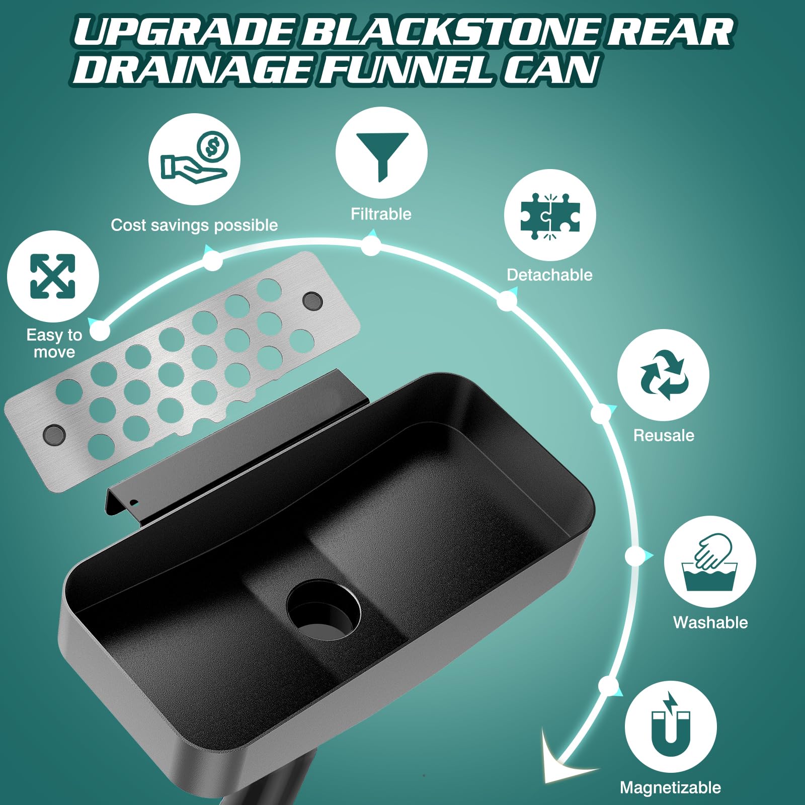 BSTTEK magnetic grease gate close-up blocking food particles and holding firmly