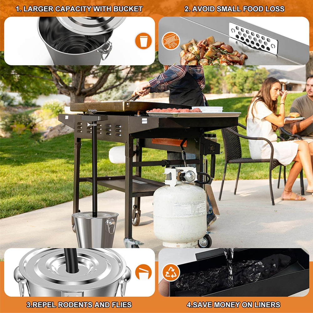 BSTTEK stainless steel 1.3-gallon bucket highlighting reusable, rust-resistant benefit