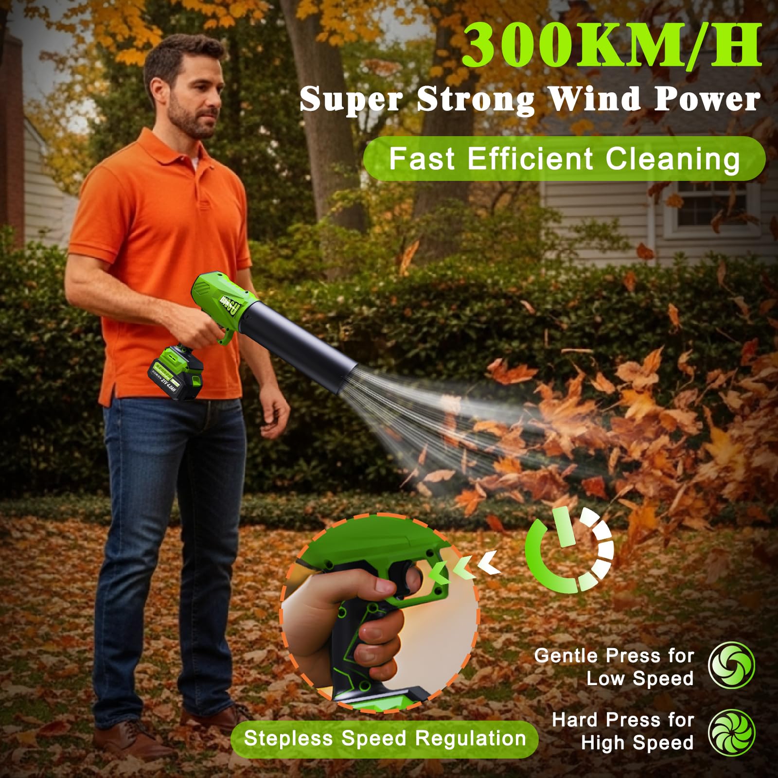 BSUBSU in-use cleaning a garden path for fast leaf and debris removal