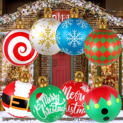 Btanadi front view of 8-pack inflatable ornament balls showing colorful designs and packaging benefit