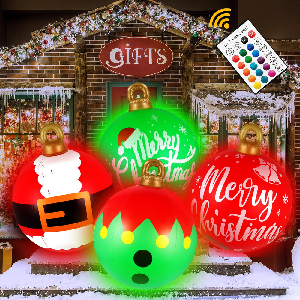 Btanadi front view of three 24-inch ornaments showing bright colors and curb appeal