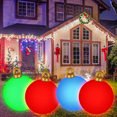 Btanadi inflated ornaments on a lawn showing eye-catching nighttime glow