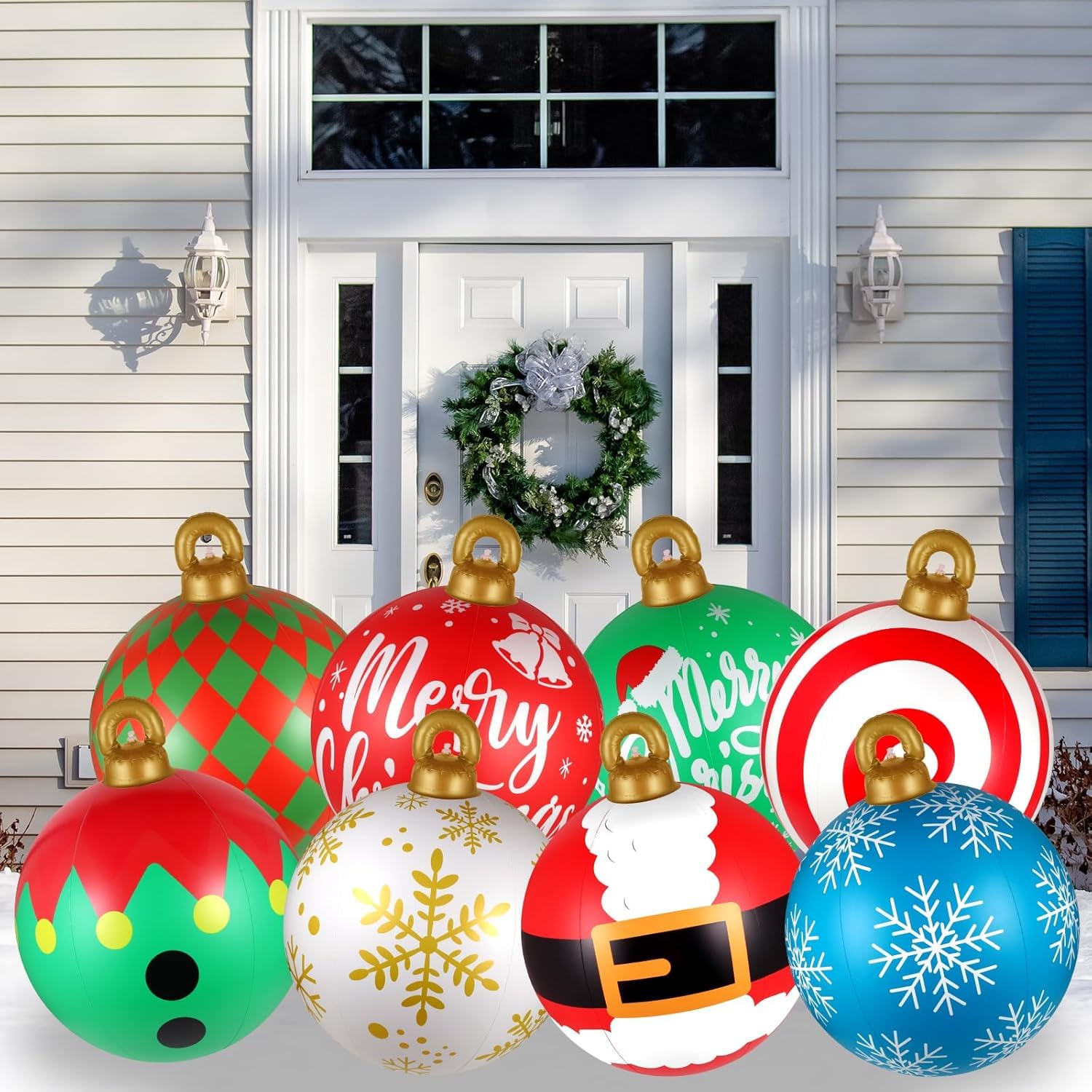 Btanadi inflatable ornaments floating in pool showing playful seasonal decor and versatility benefit