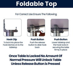 BTEXPERT latch action image demonstrating flip-top mechanism for fast space saving